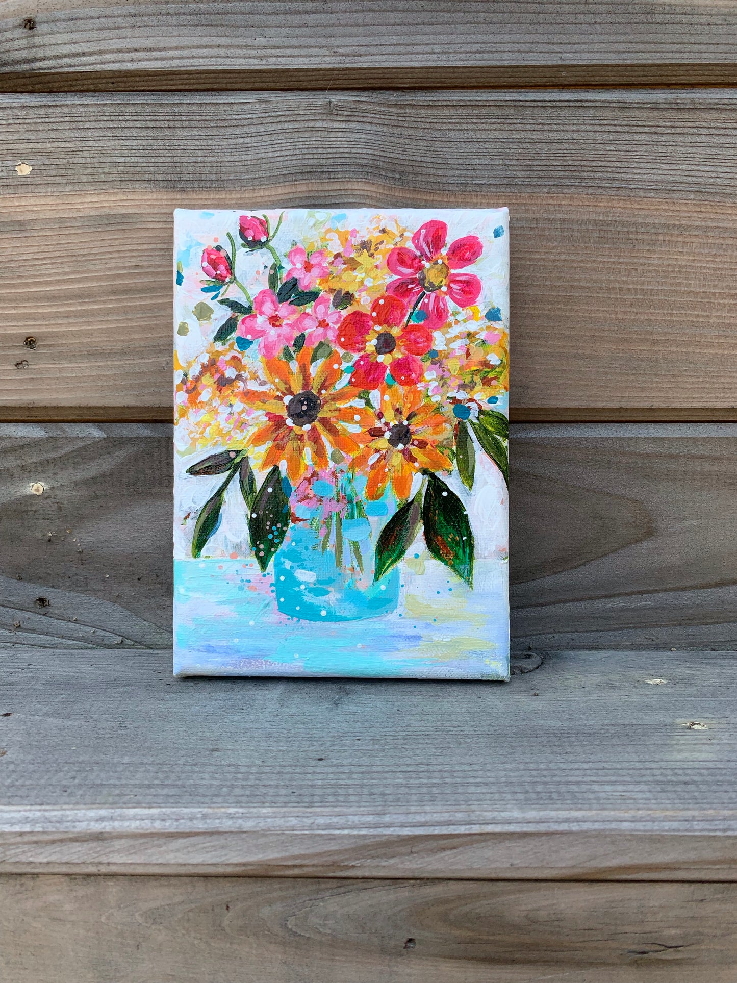 August Daily Painting Day 25 “Soul Full of Sunshine" 5x7 inch Floral Original - Bethany Joy Art
