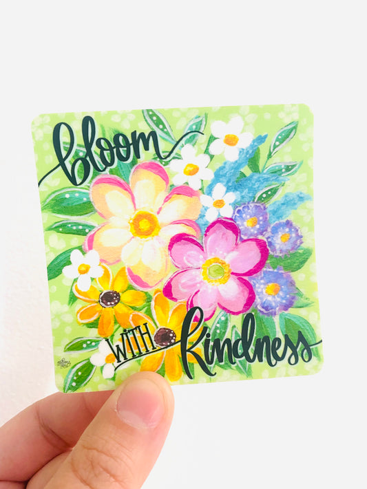 Bloom with Kindness Floral Vinyl Sticker - April 2023 Sticker of the Month