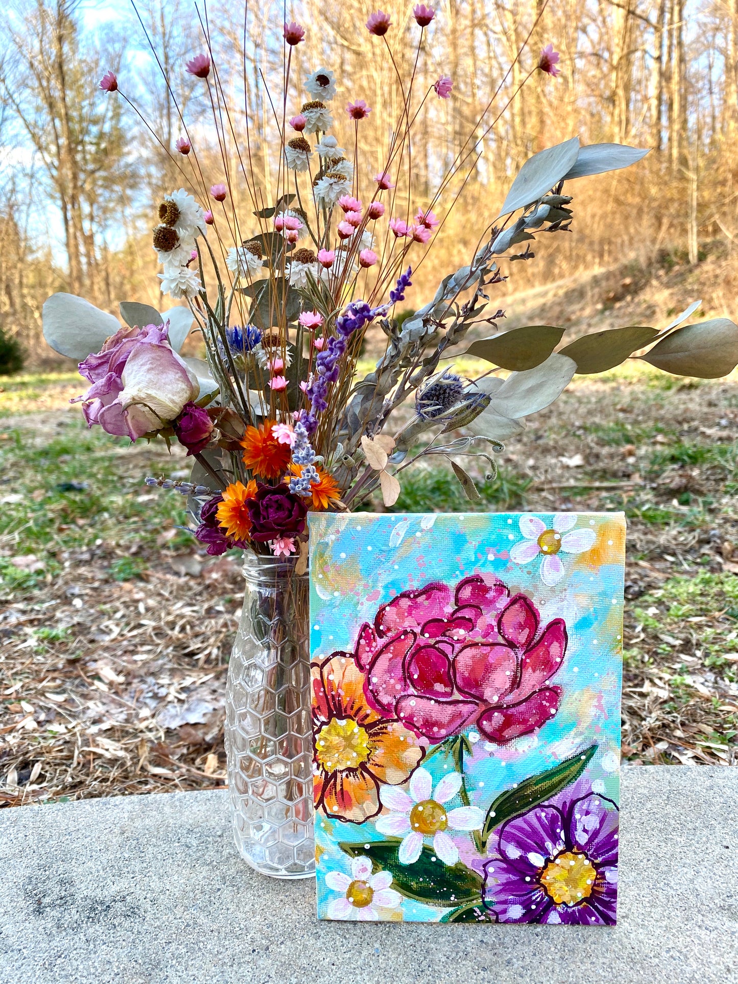January Daily Painting Day 2 “Heart Blooms” 5x7 inch Floral Original - Bethany Joy Art