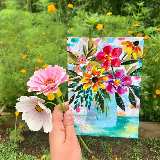 August Daily Painting Day 3 “Sunshine on my Mind” 5x7 inch Floral Original - Bethany Joy Art