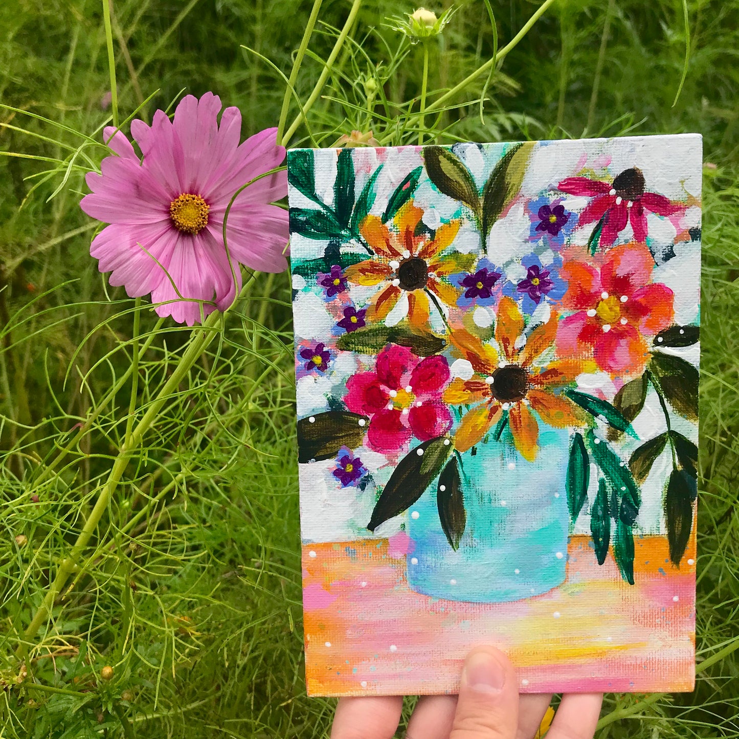 August Daily Painting Day 23 “Bouquet of Sunshine" 5x7 inch Floral Original - Bethany Joy Art