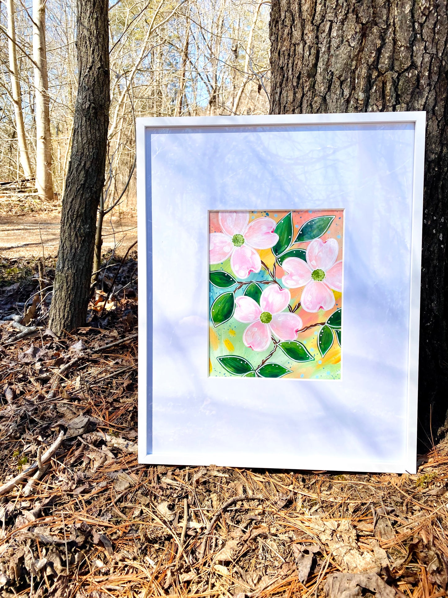 February Flowers Day 23 Dogwood 8.5x11 inch original painting