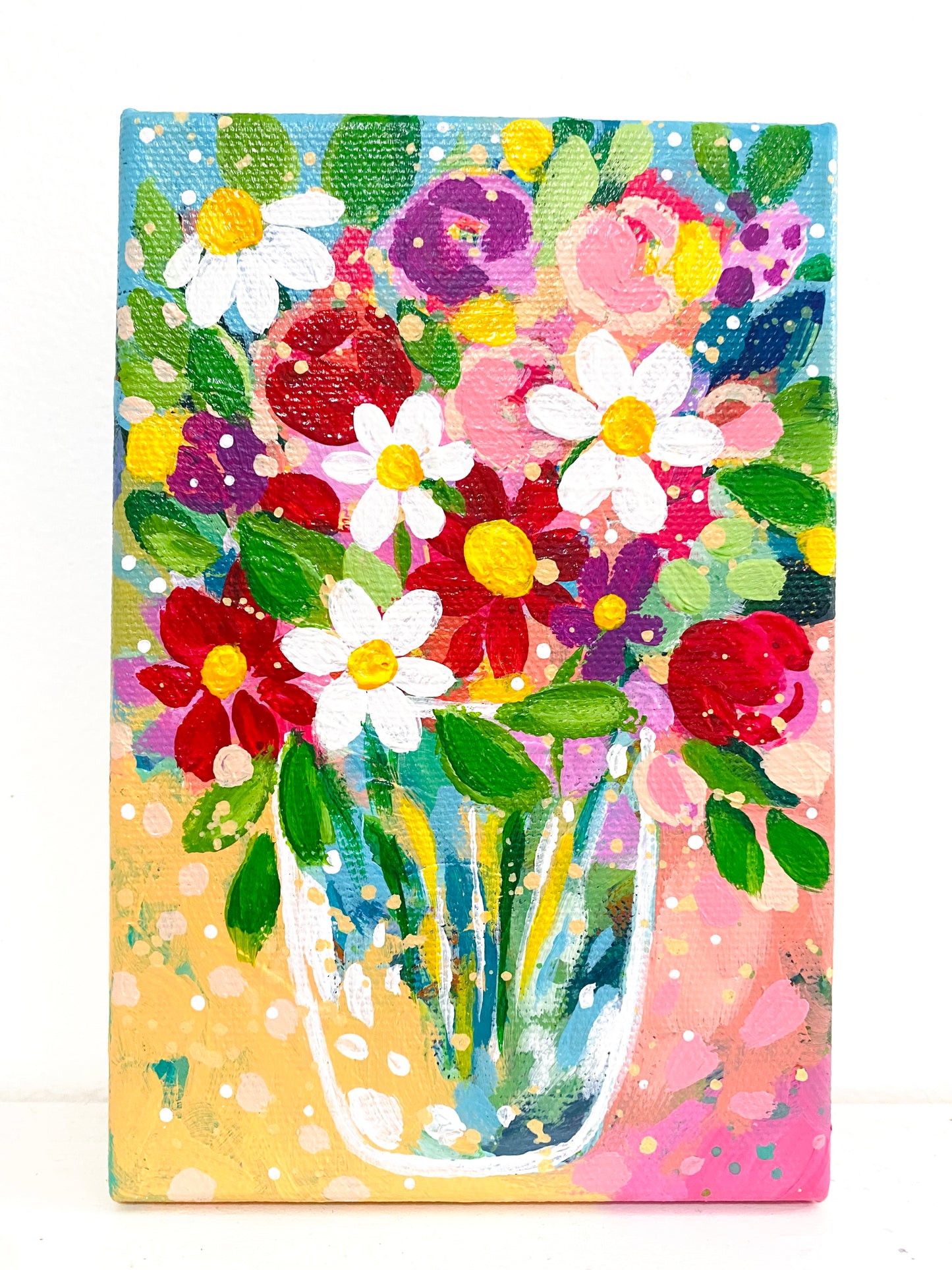 Floral Original Painting "Jar of Joy" 4x6 inch canvas