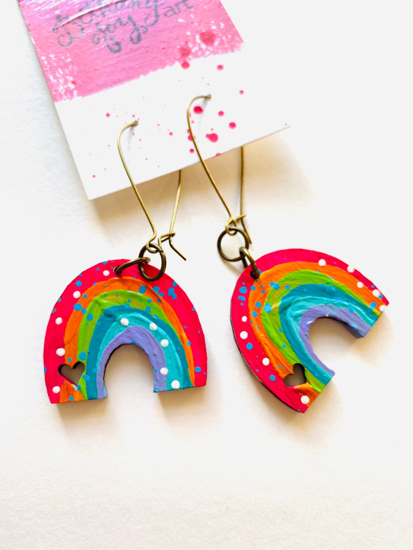 Colorful, Hand Painted, Rainbow Shaped Earrings Color Palette 5