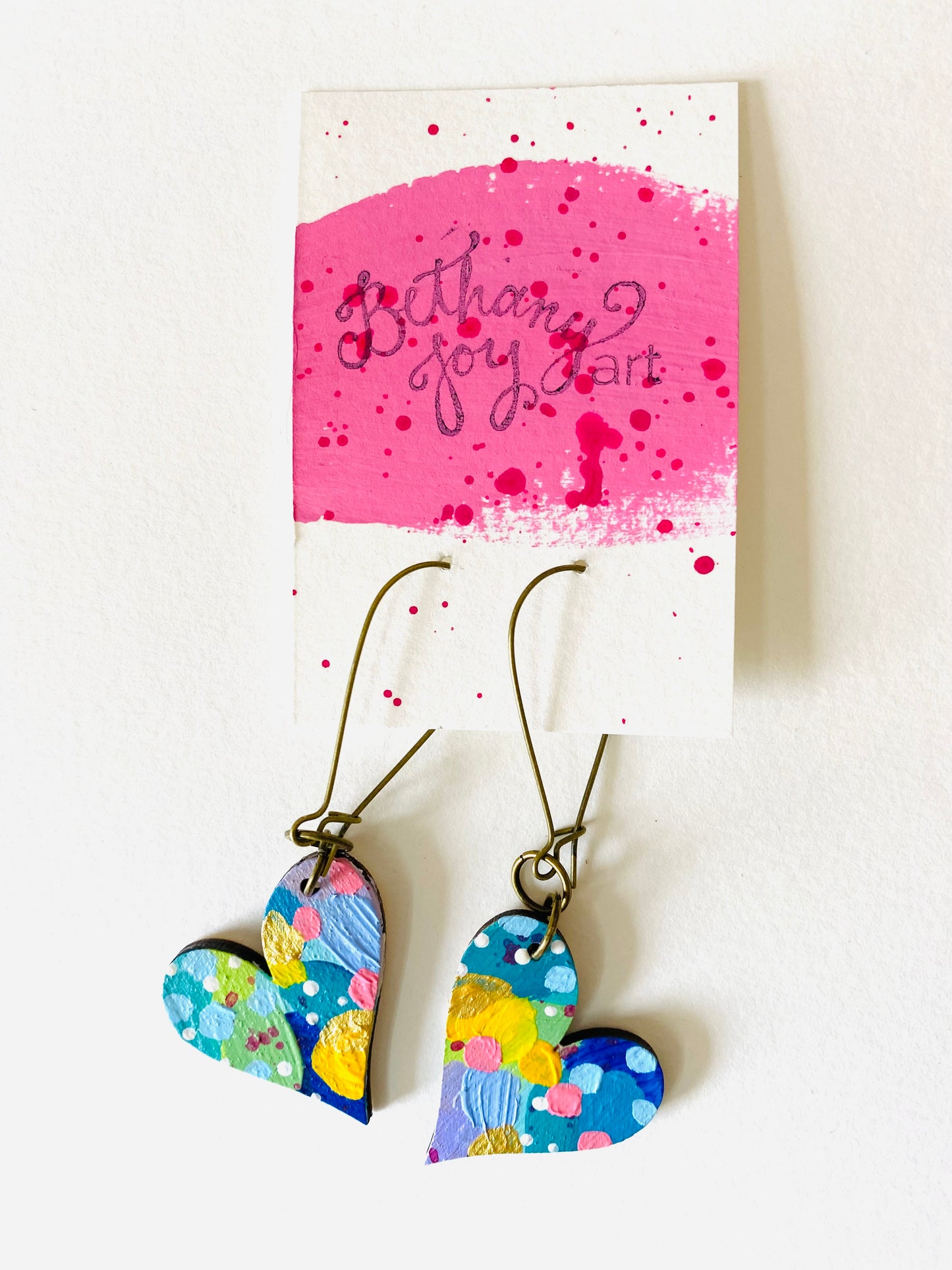 Colorful, Hand Painted, Heart Shaped Earrings 120