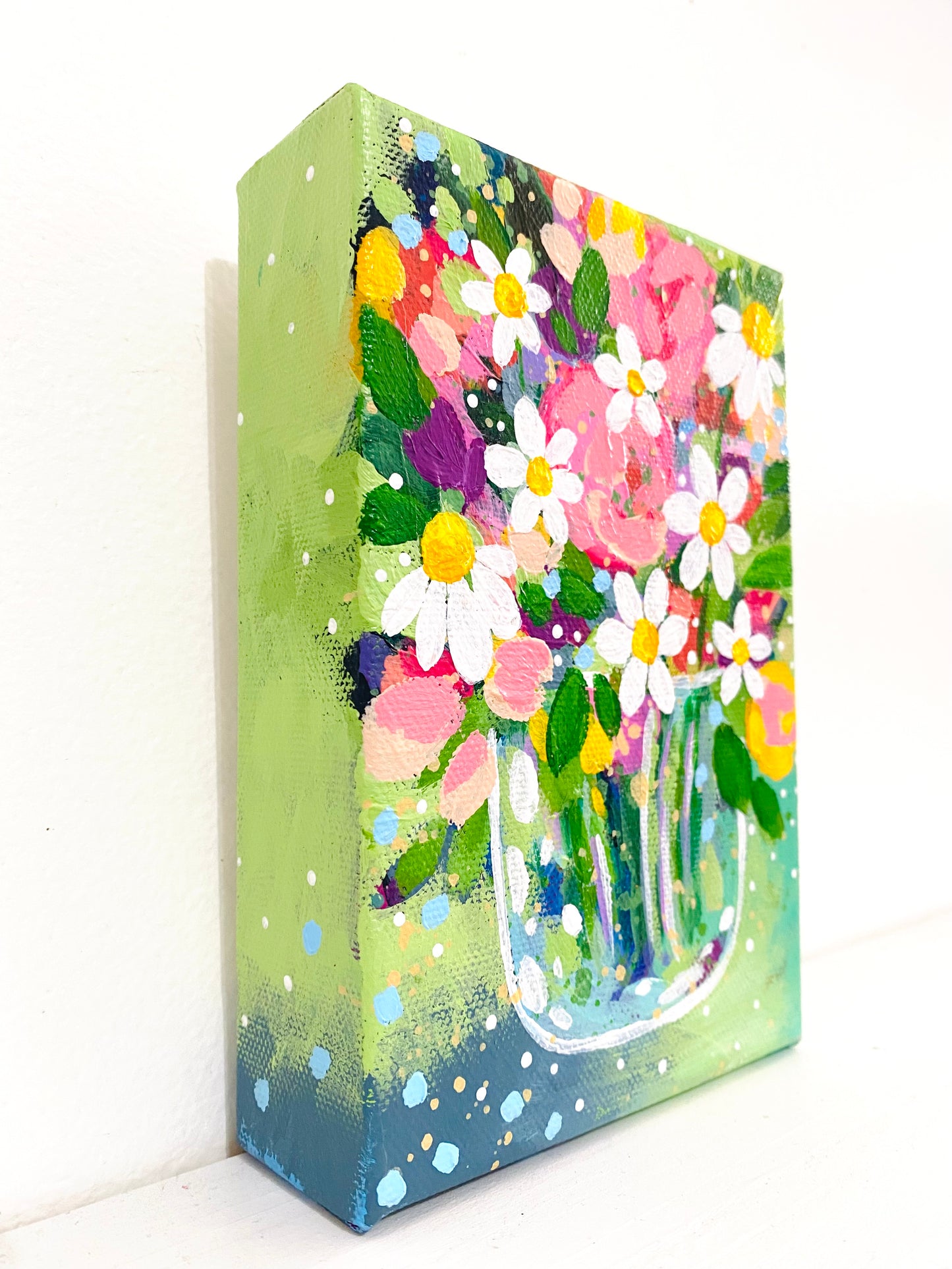 Floral Original Painting "Love Grows Here Bouquet" 4x6 inch canvas