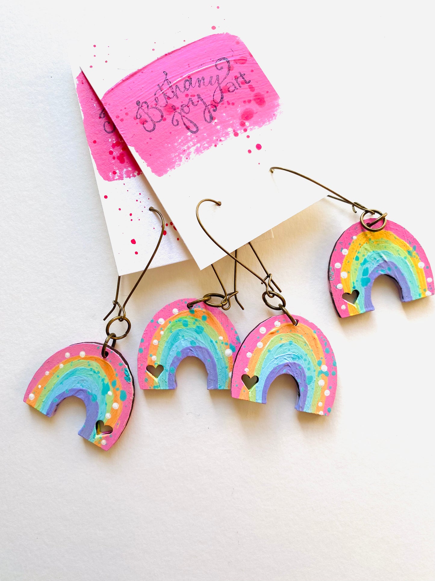 Colorful, Hand Painted, Rainbow Shaped Earrings Color Palette 1