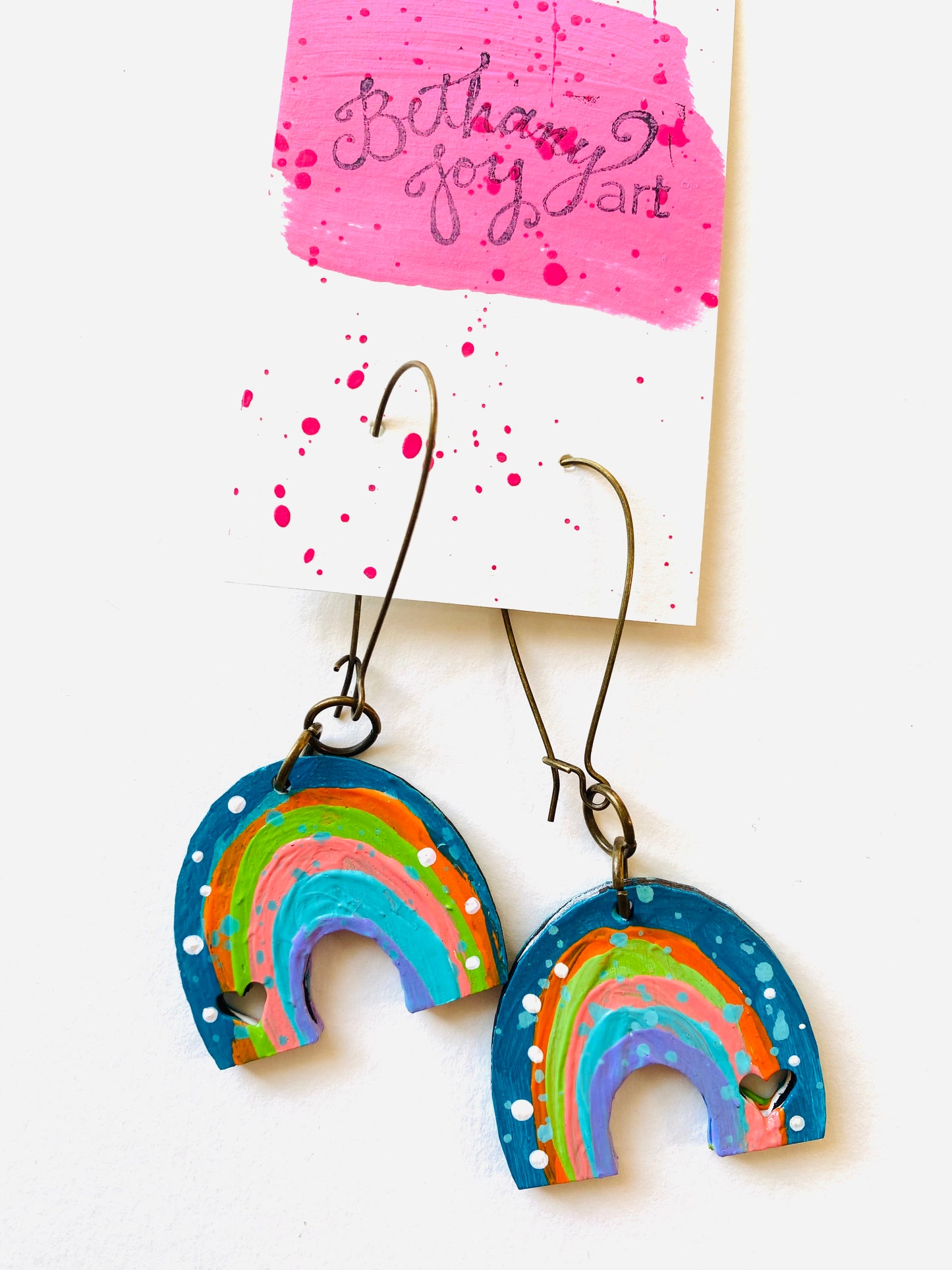 Colorful, Hand Painted, Rainbow Shaped Earrings Color Palette 9