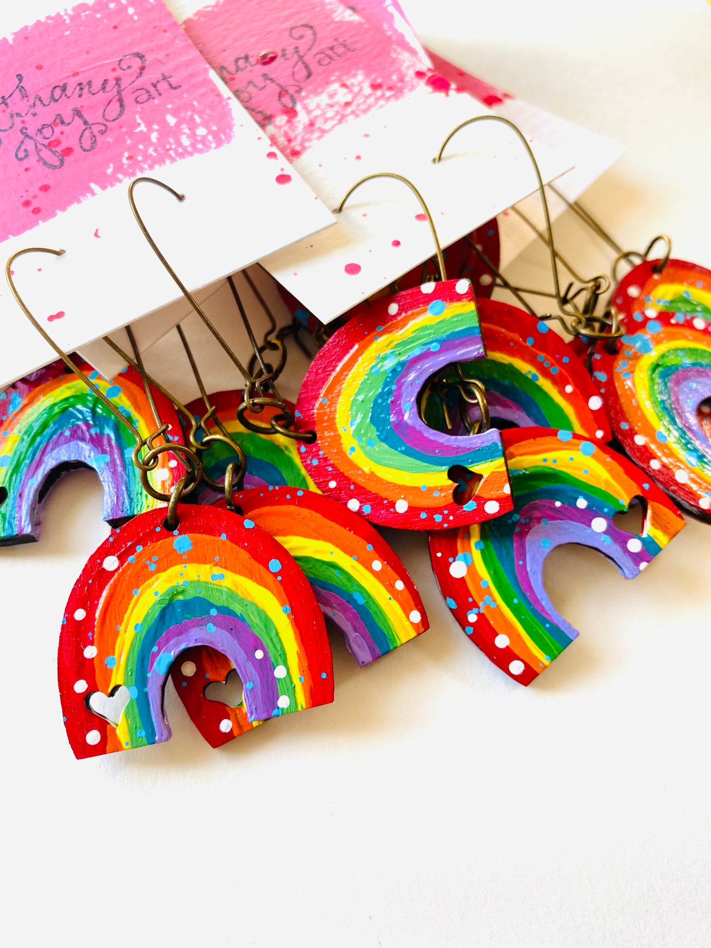 Colorful, Hand Painted, Rainbow Shaped Earrings Color Palette 6