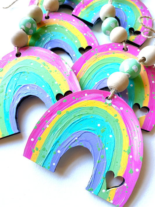 Hand Painted Rainbow Christmas Ornament Color Option 1