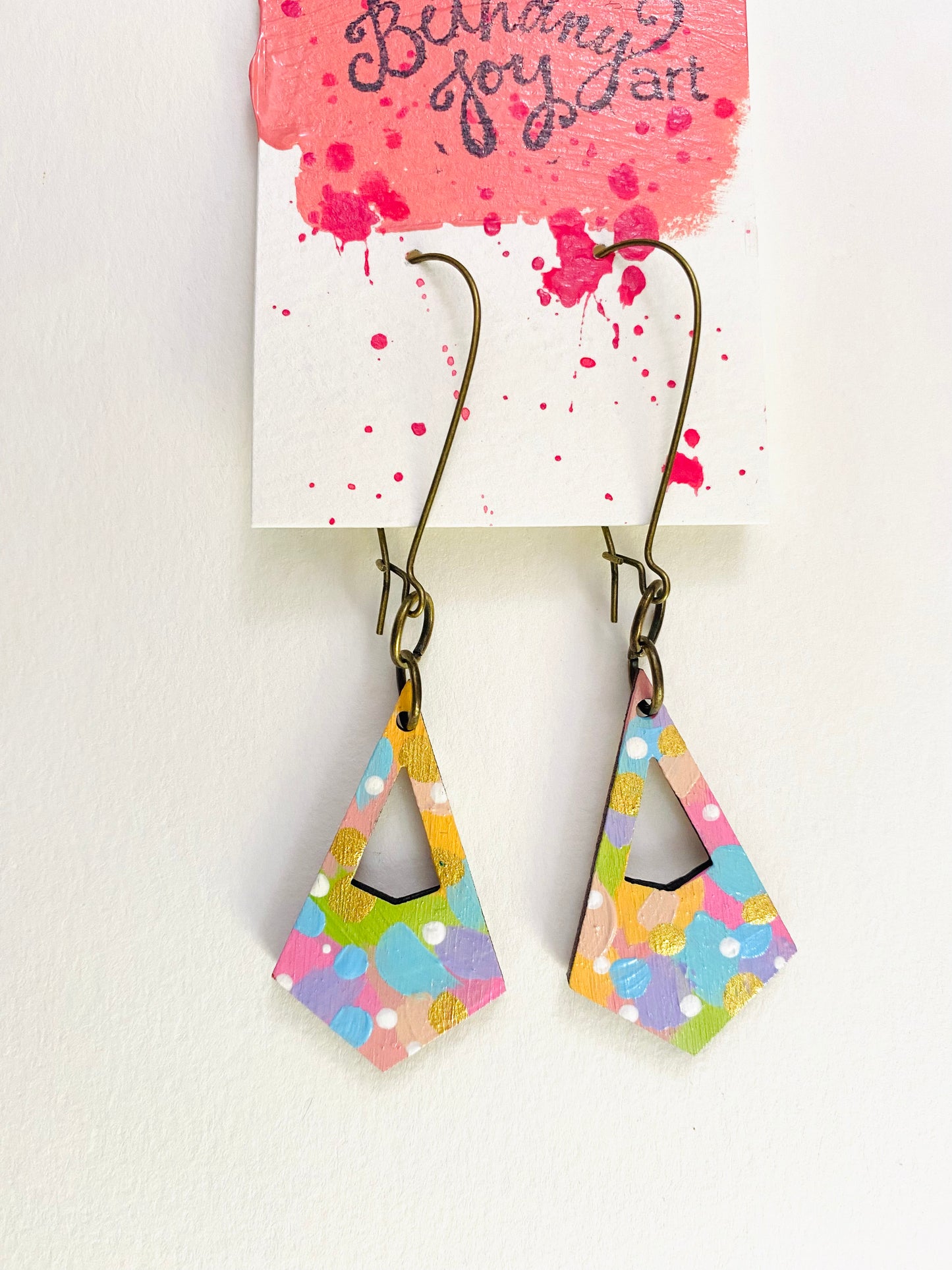 Colorful, Hand Painted, Geometric Shaped Earrings 6