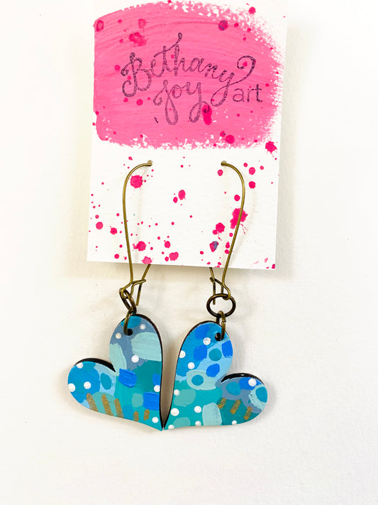 Colorful, Hand Painted, Heart Shaped Earrings 179