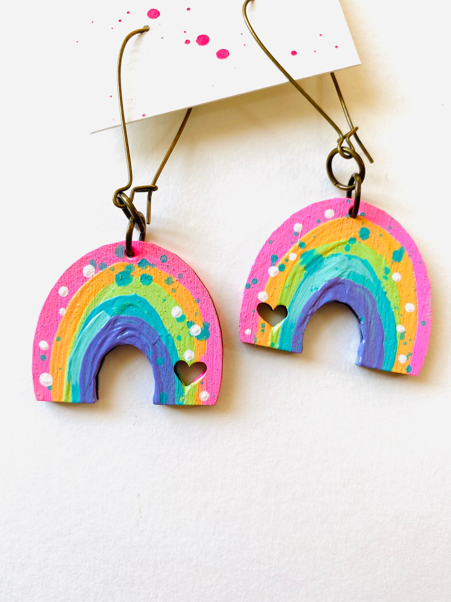 Colorful, Hand Painted, Rainbow Shaped Earrings Color Palette 7