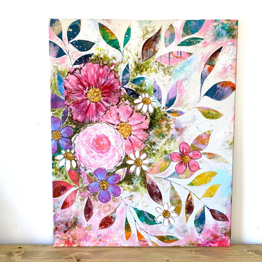 "All the Joy and All the Flowers" Floral Original Painting on 30x24 inch canvas - Bethany Joy Art