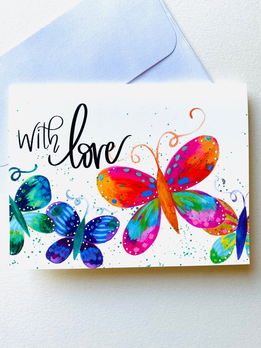 “With Love Butterflies" Card with Envelope