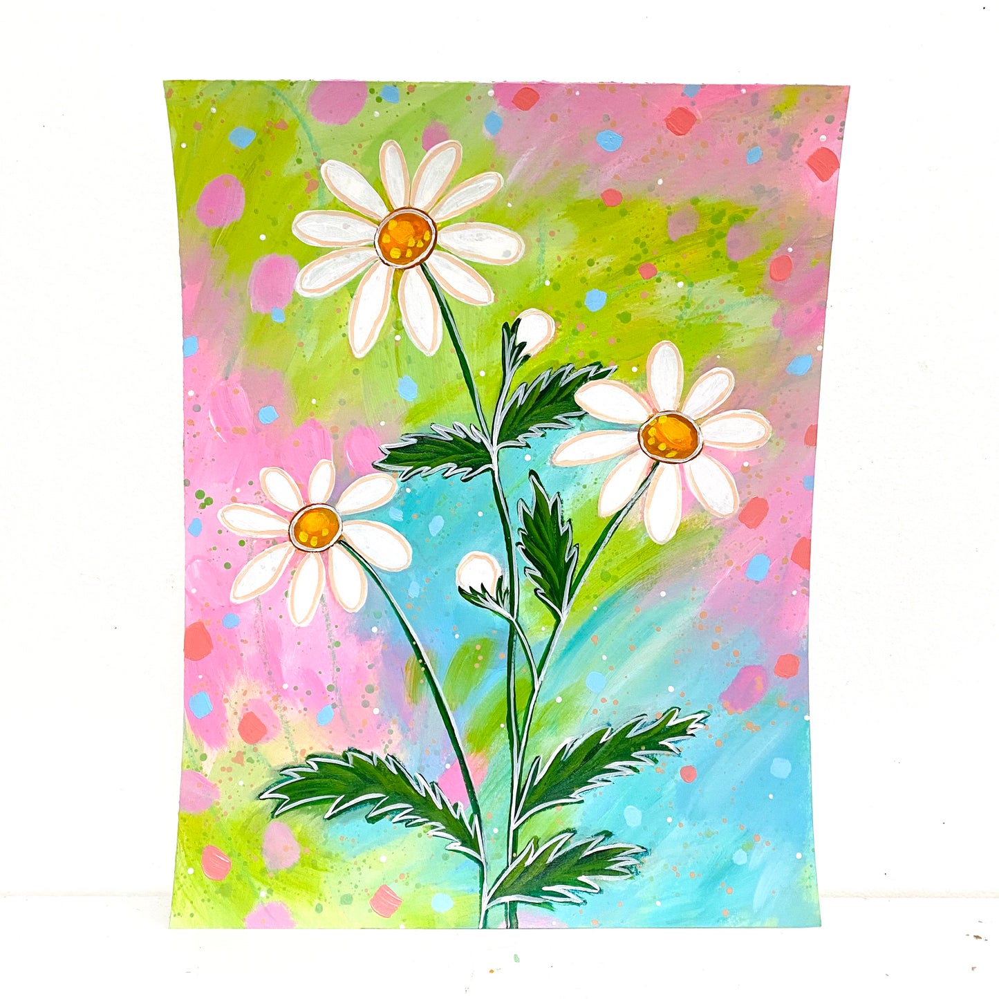 February Flowers Day 12 Daisy 8.5x11 inch original painting