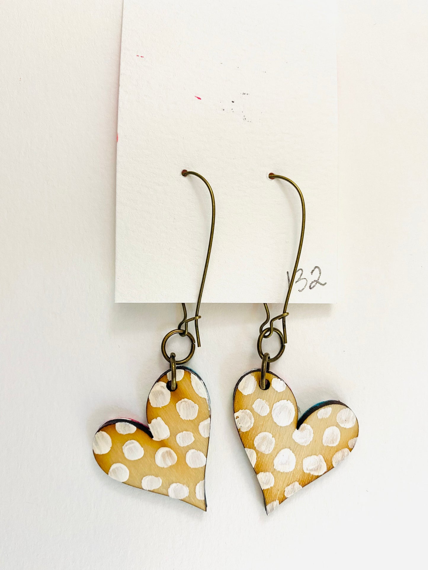 Colorful, Hand Painted, Heart Shaped Earrings 132