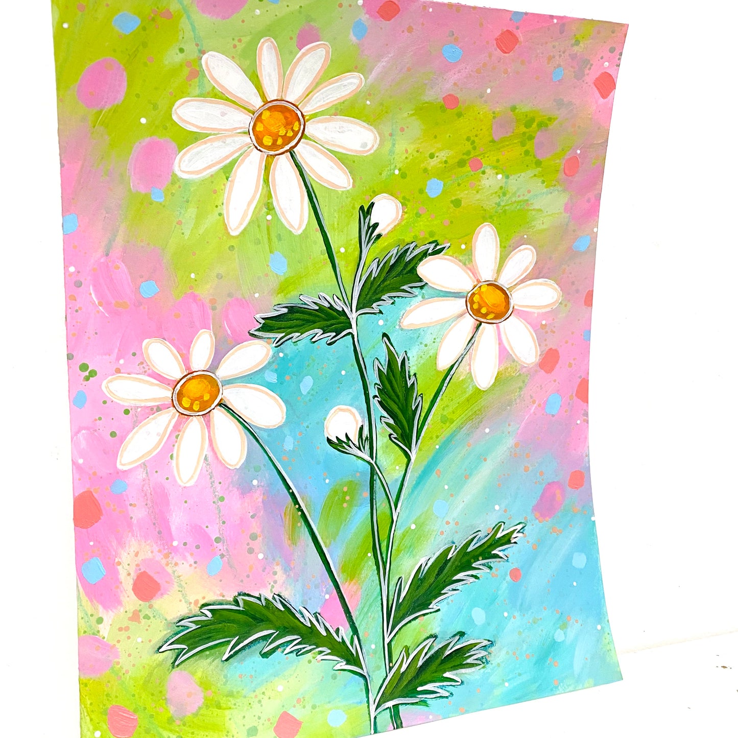 February Flowers Day 12 Daisy 8.5x11 inch original painting