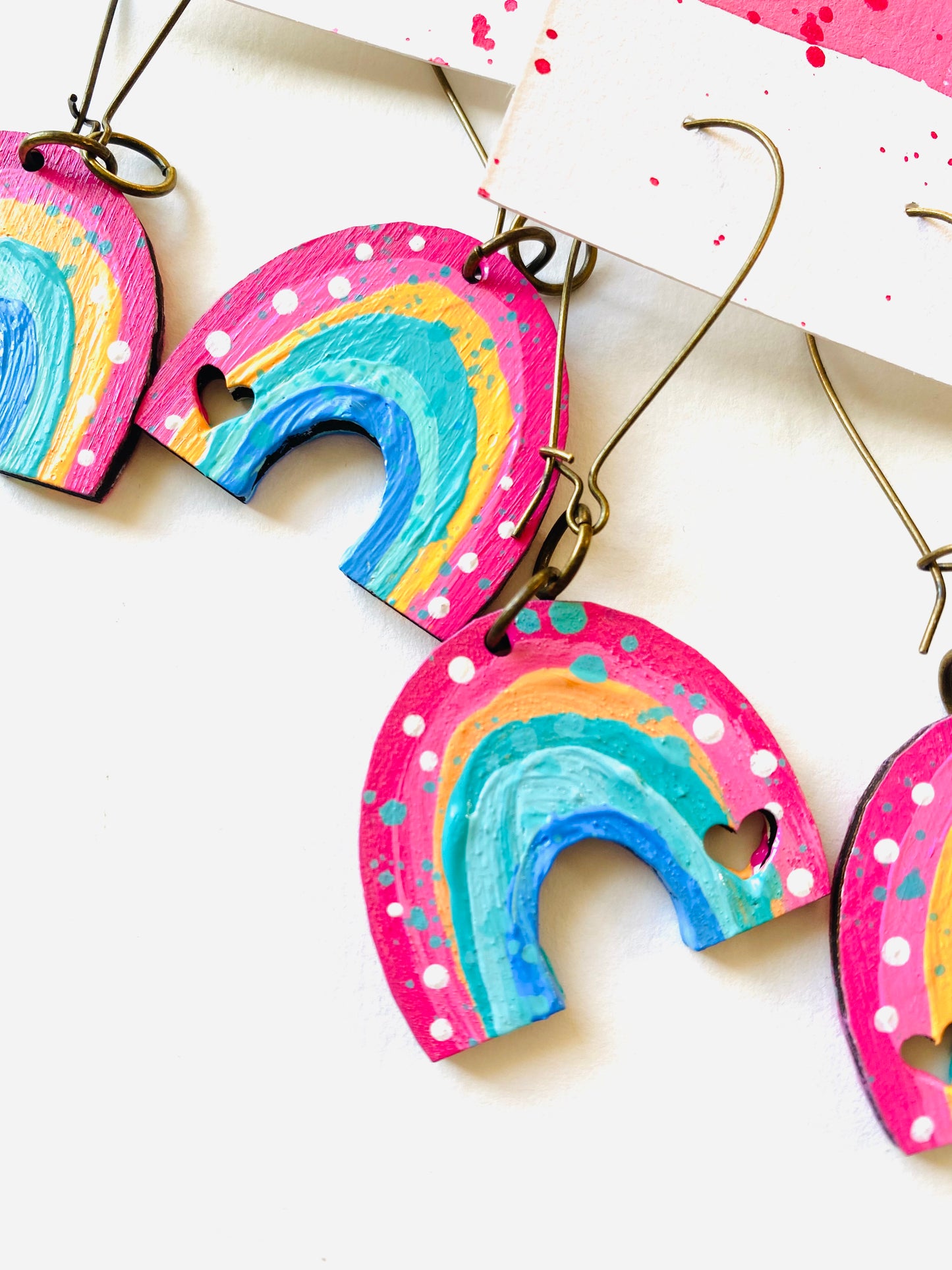 Colorful, Hand Painted, Rainbow Shaped Earrings Color Palette 3