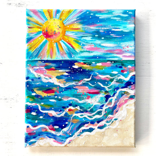 “Beach Days and Sun Rays” 8x10 inch original painting on canvas