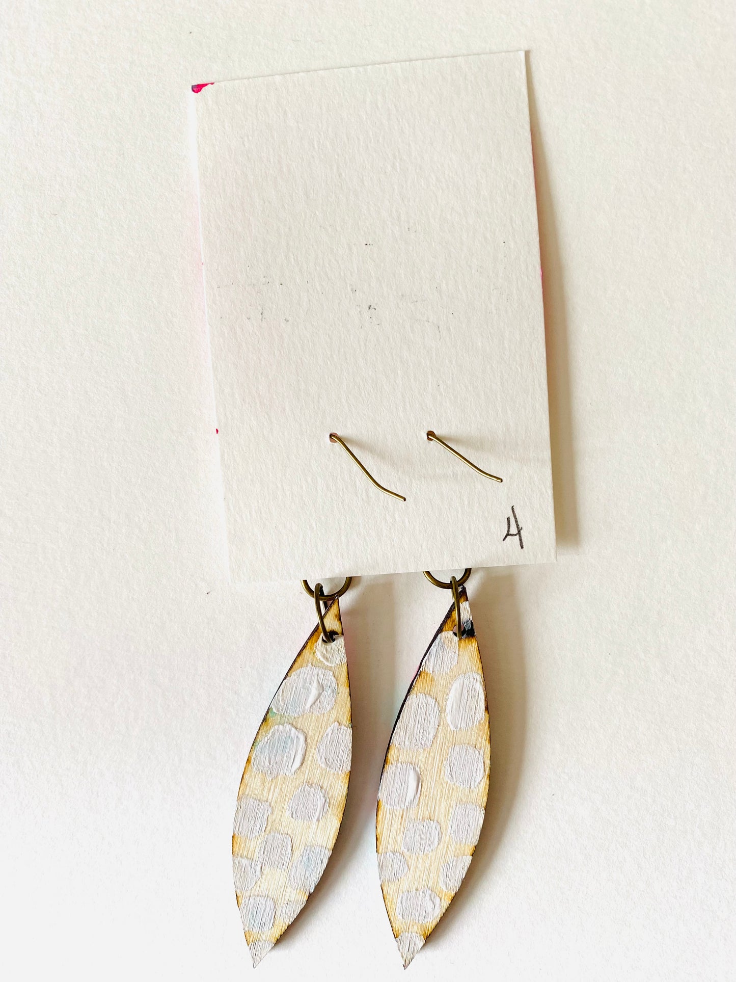 Colorful, Hand Painted Oblong Leaf Shaped Earrings 4