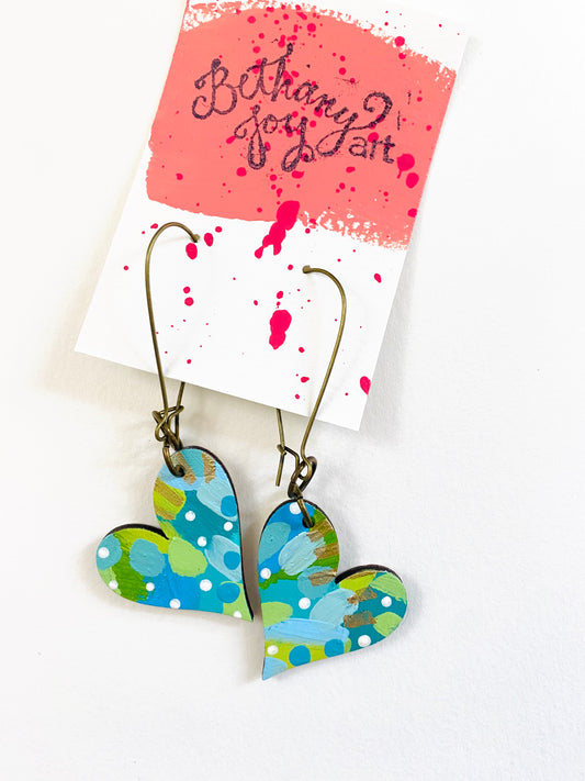 Colorful, Hand Painted, Heart Shaped Earrings 182