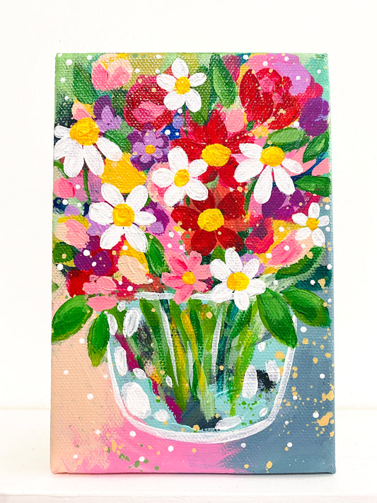 Floral Original Painting "Filled with Love" 4x6 inch canvas