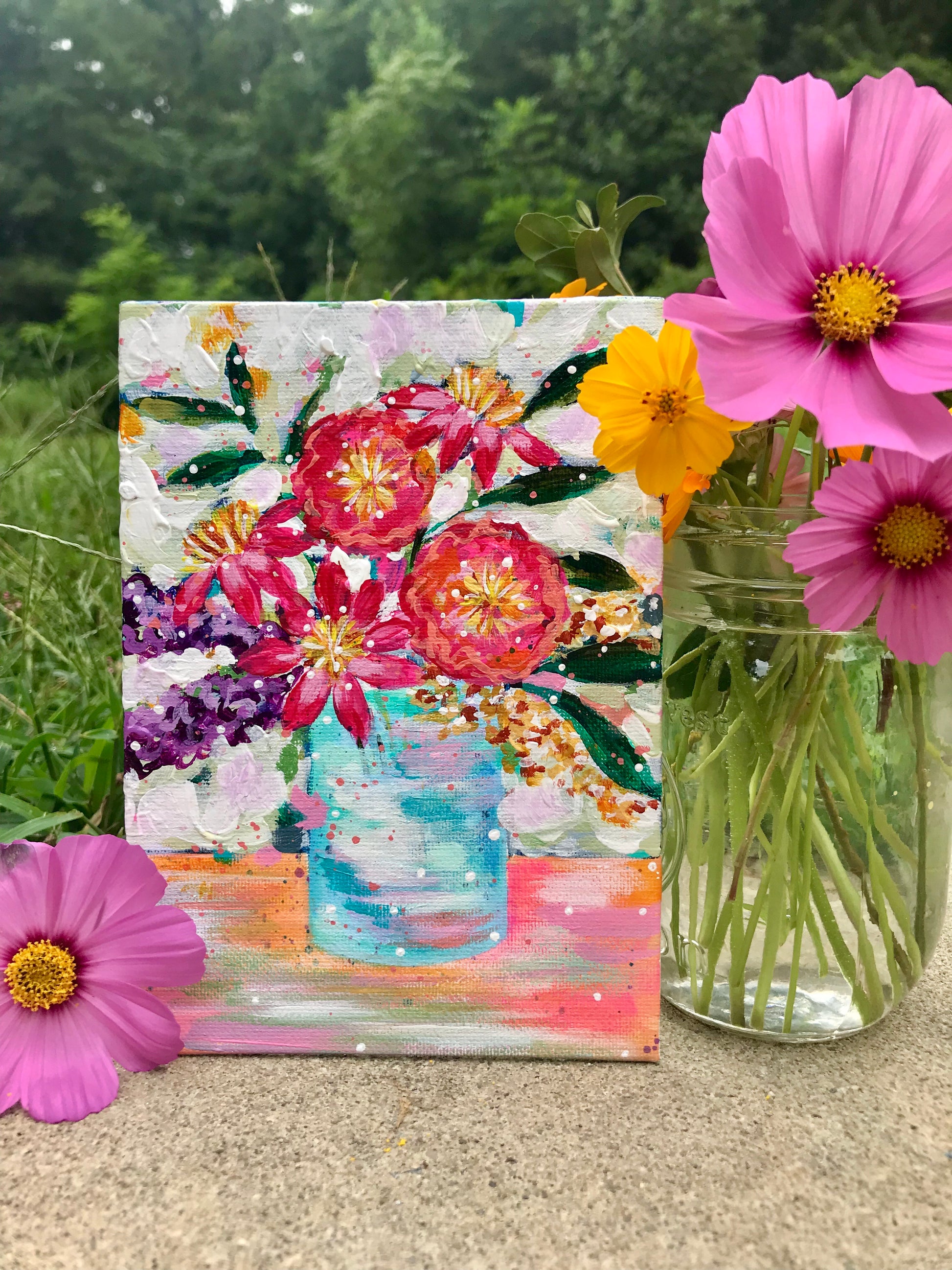 August Daily Painting Day 26  “Flower Child" 5x7 inch Floral Original - Bethany Joy Art