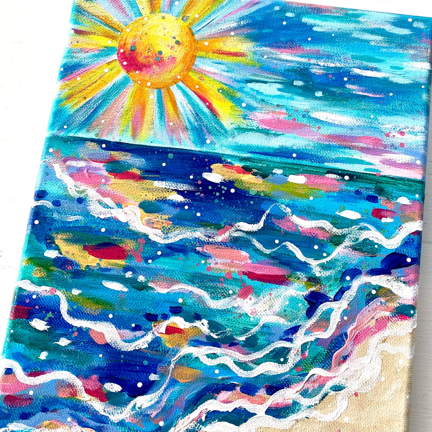 “Beach Days and Sun Rays” 8x10 inch original painting on canvas