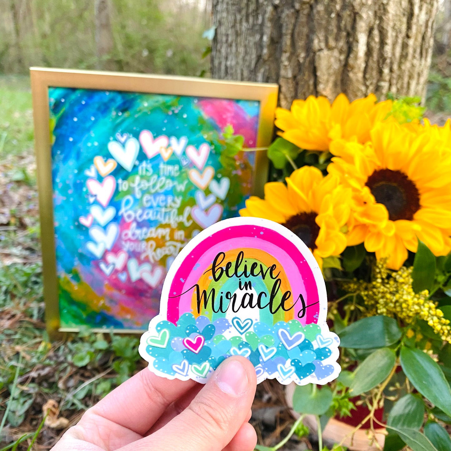 Rainbow Hearts Vinyl Sticker - April 2021 Sticker of the Month