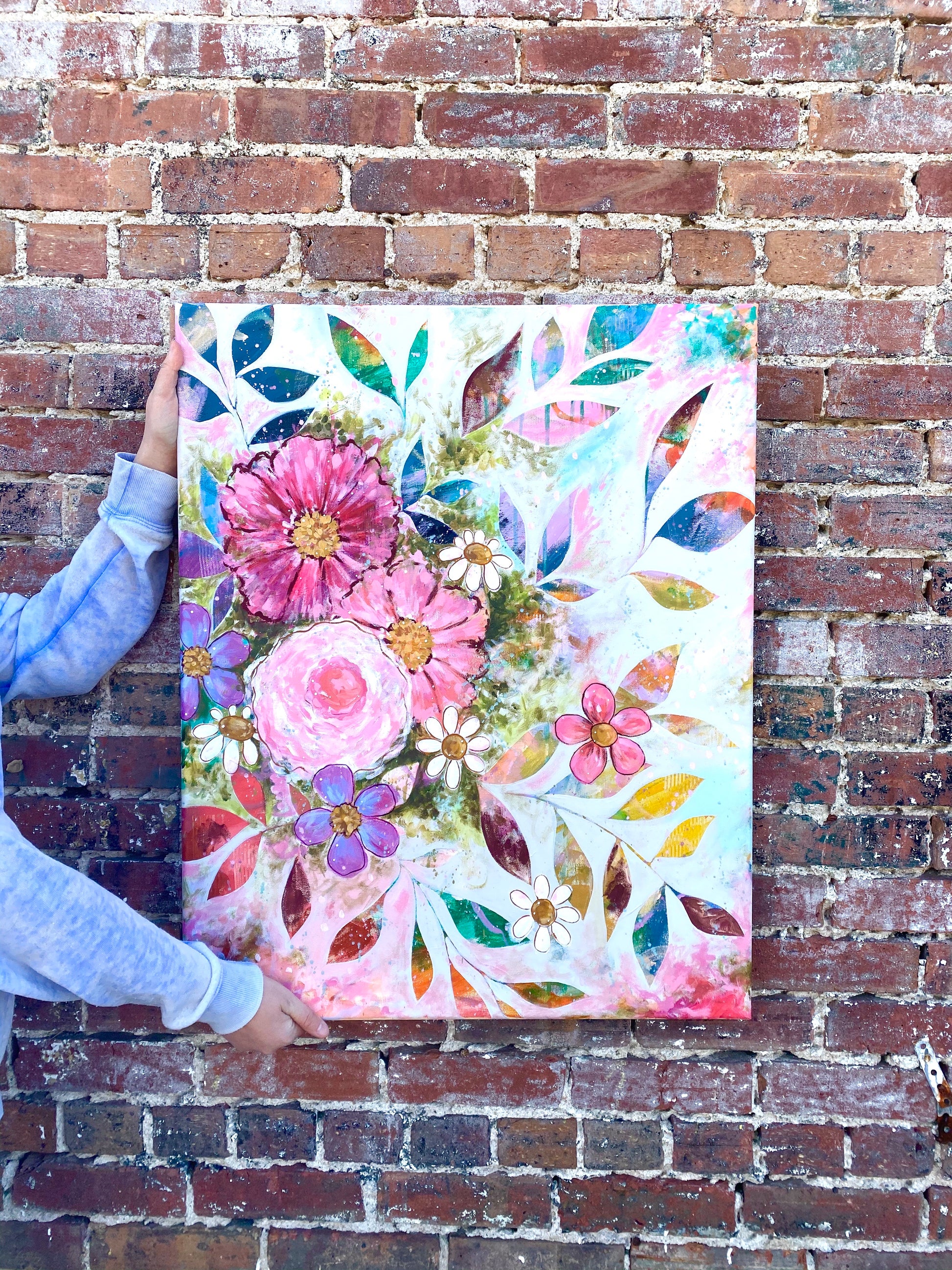 "All the Joy and All the Flowers" Floral Original Painting on 30x24 inch canvas - Bethany Joy Art