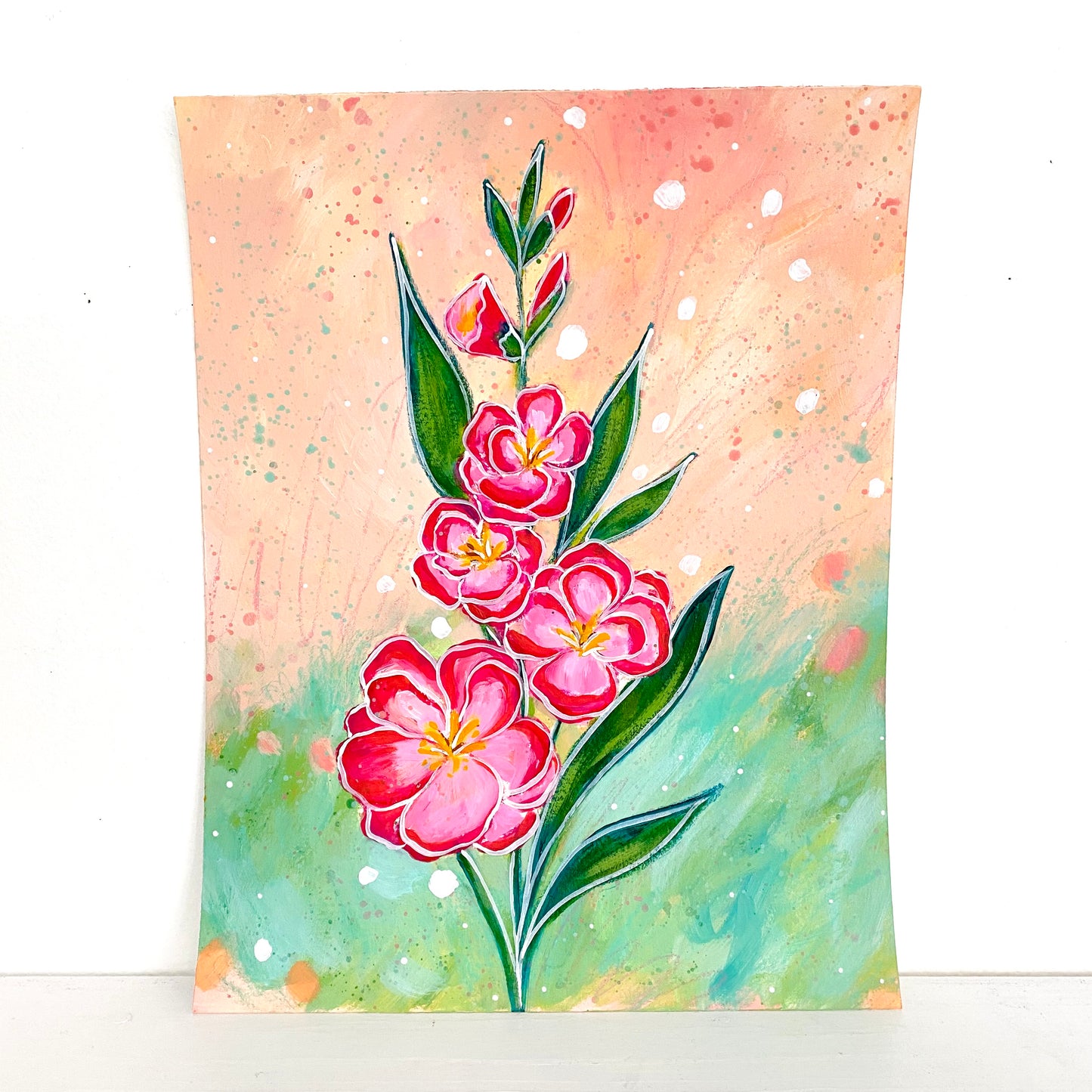 February Flowers Day 4 Gladiolus 8.5x11 inch original painting