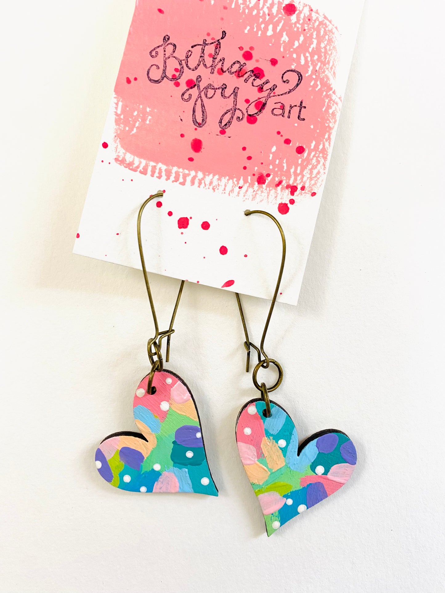 Colorful, Hand Painted, Heart Shaped Earrings 160