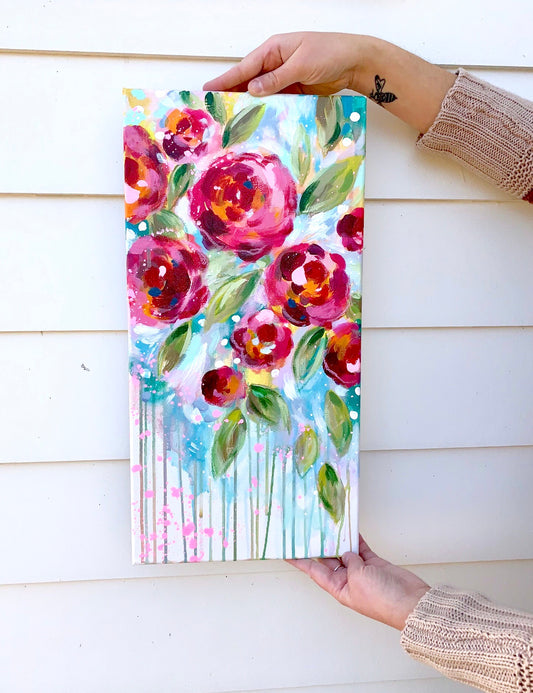 Garden Party 3 Original Painting on 10x20 inch Canvas - Bethany Joy Art