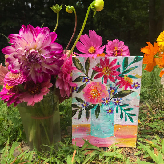 August Daily Painting Day 13 “Just Love" 5x7 inch Floral Original - Bethany Joy Art