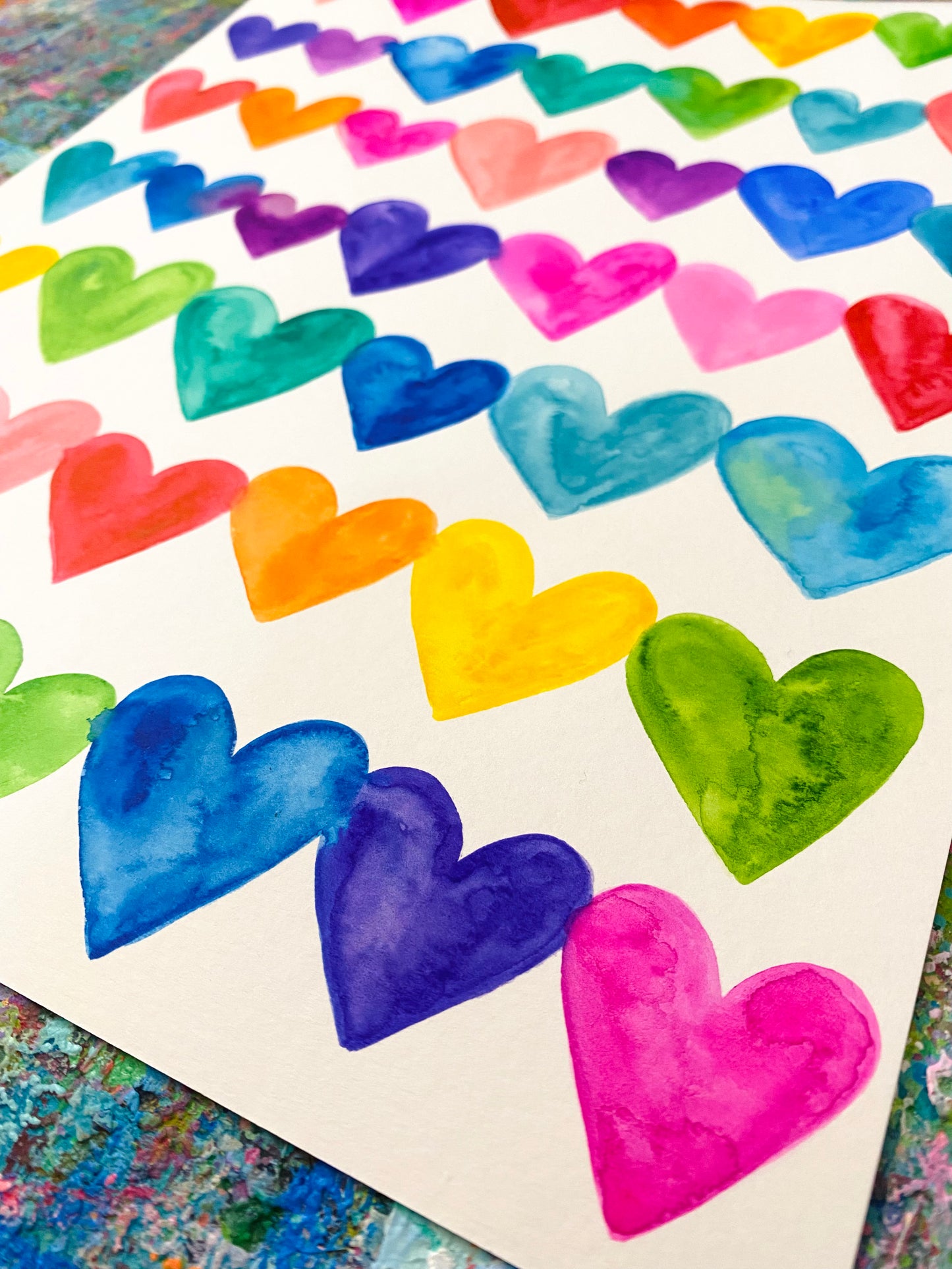 Custom Rainbow Watercolor Heart Painting RESERVED