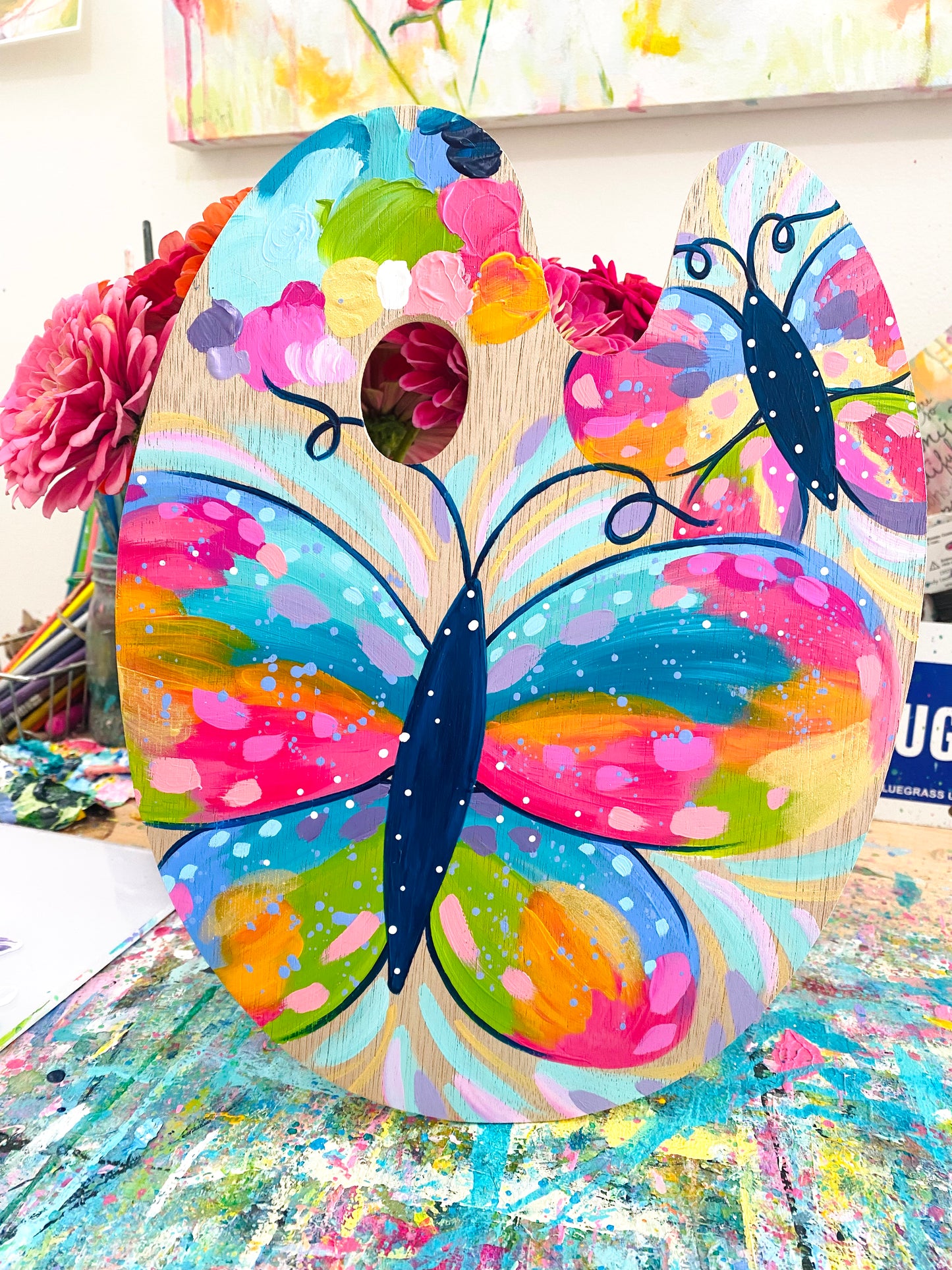 August 2022 Daily Paint Palette Painting Day 18 - Colorful Butterflies