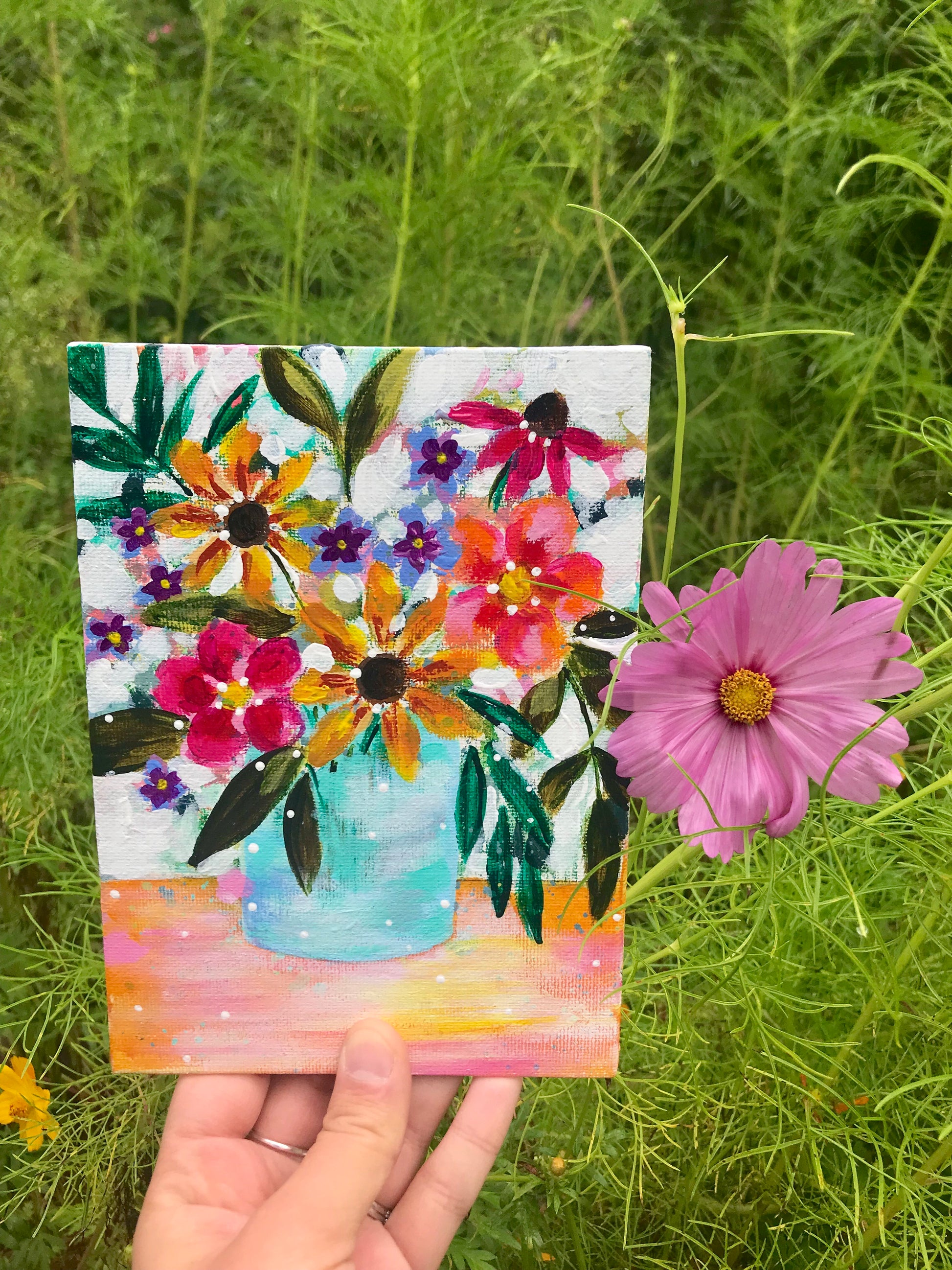 August Daily Painting Day 23 “Bouquet of Sunshine" 5x7 inch Floral Original - Bethany Joy Art