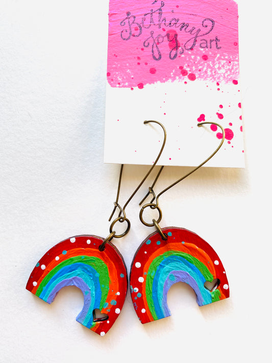 Colorful, Hand Painted, Rainbow Shaped Earrings Color Palette 10