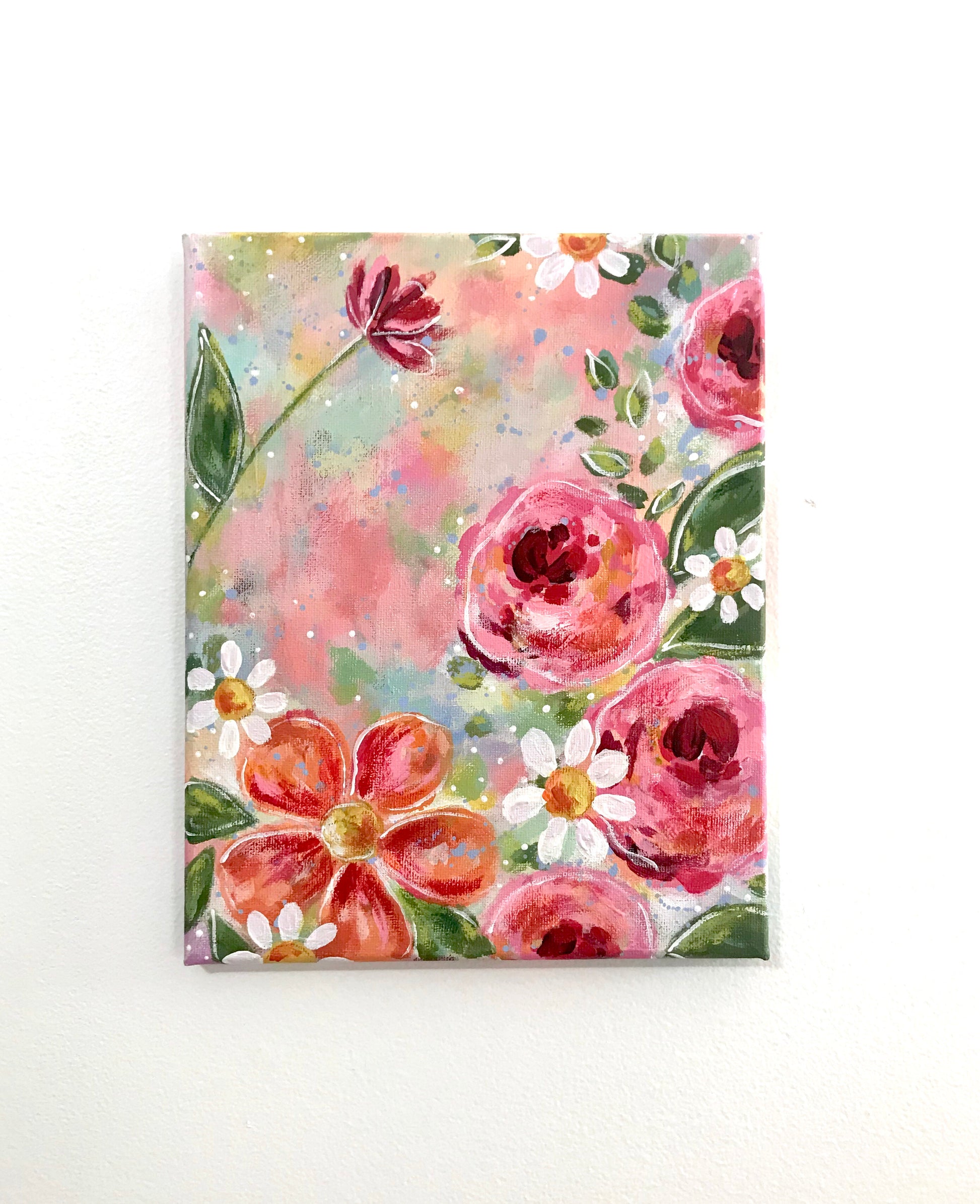 New Spring Floral Mixed Media Painting on 8x10 inch canvas - Bethany Joy Art