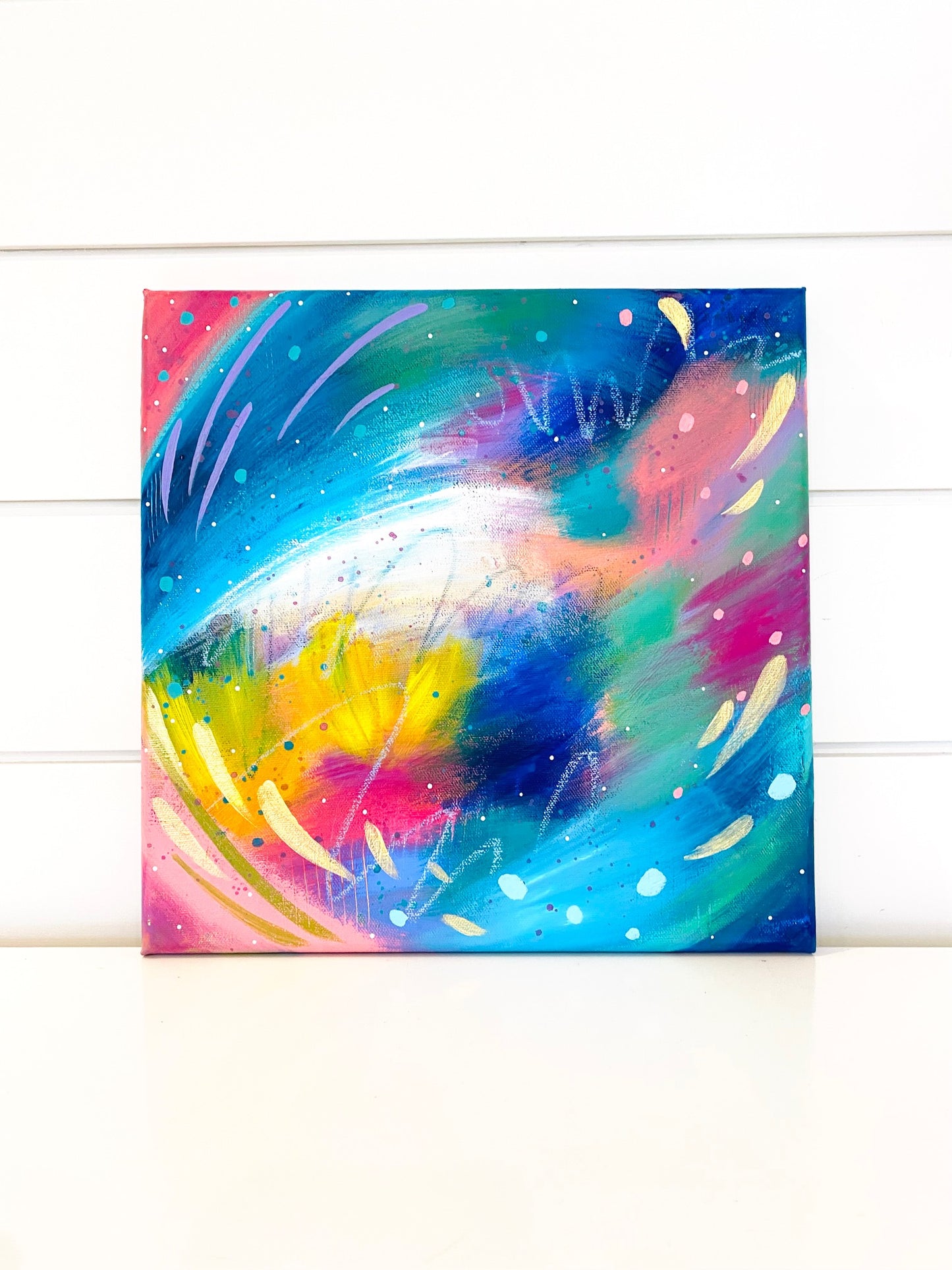 Abstract Original Painting "Confetti Colors" 12x12 inch Canvas