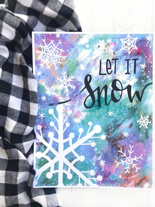 "Let it Snow" Christmas 8.5x11 inch Art Print Holiday Home Decor - Bethany Joy Art