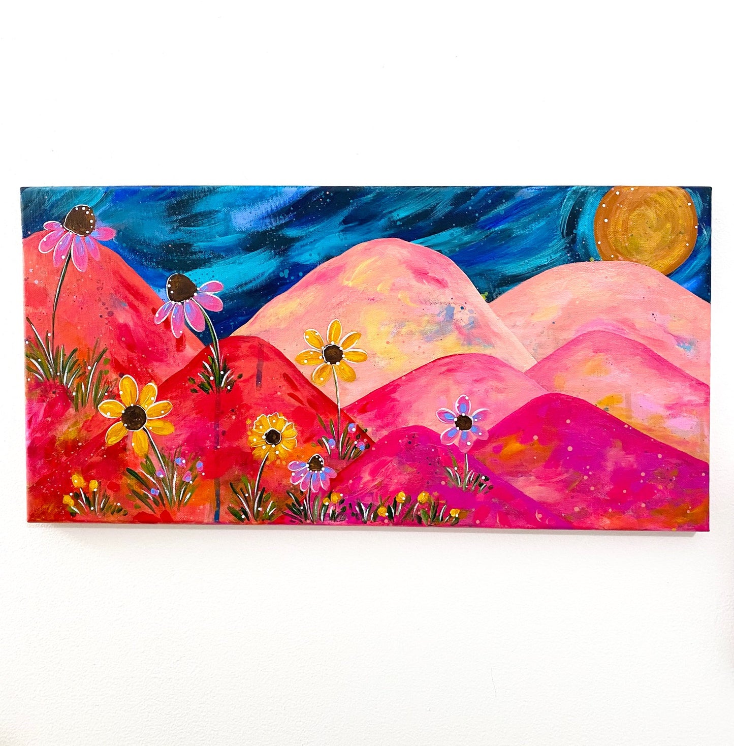 "Mountain Wildflowers" Landscape Original Painting on 10x20 inch Canvas