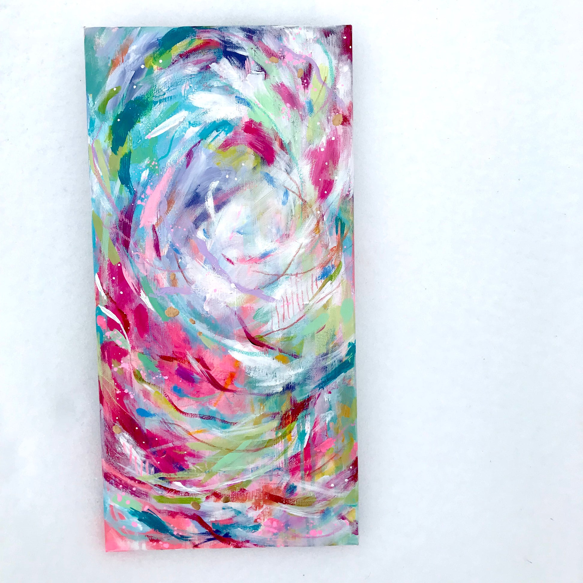 "Brighter Days" Colorful, Abstract Original Painting on 10x20 inch Canvas - Bethany Joy Art