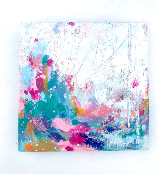 "Where the Light is" Abstract Original Painting on 8x8 inch Canvas - Bethany Joy Art